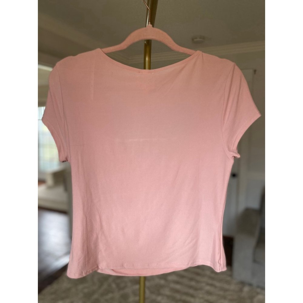 Planet Gold Pink Scoop Neck Crop Top L Soft Girl Workout Barre Clean Stretch Y2K - Picture 3 of 6